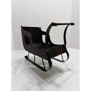 Rustic Red Undercoat Black Overcoat Tin Metal Christmas Decor Sleigh Sled